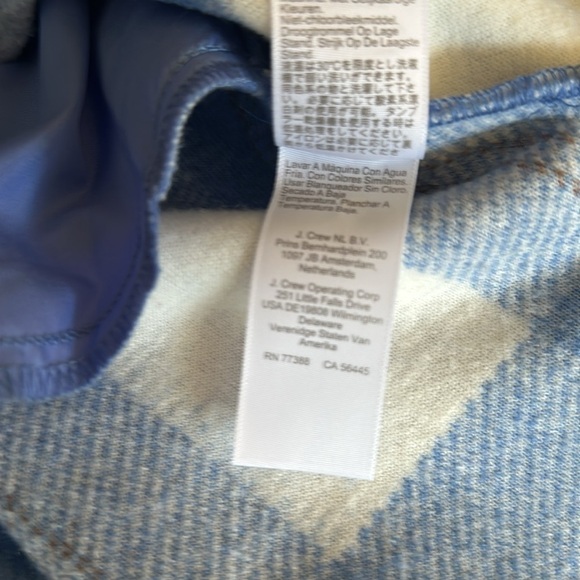 J Crew sz S navy hooded Long Line Short Jacket in white blue brown shacket VGUC - Picture 11 of 11